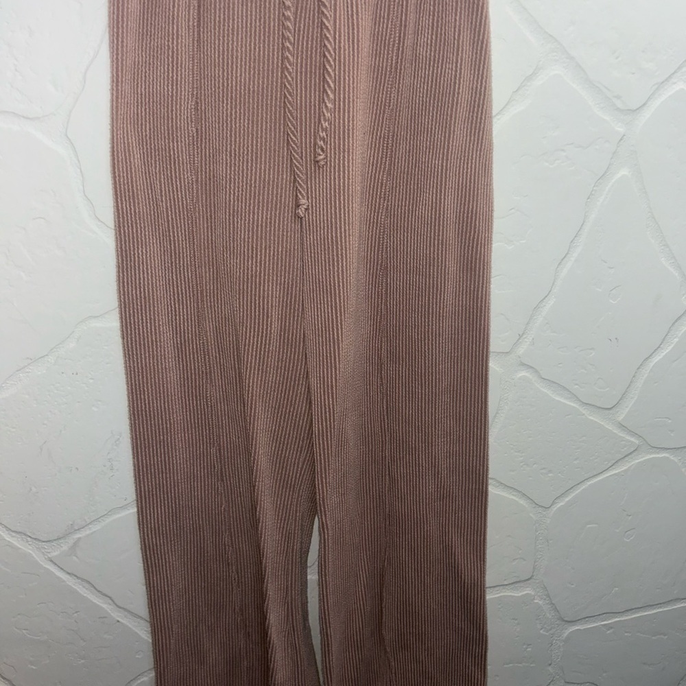Altar'd State Ribbed Wide Leg Pants in Soft Mauve